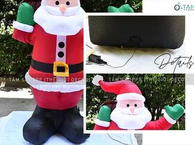 Mô hình ông già Noel bơm hơi tự động cao 180cm có đèn Led BOMHOI-X-02