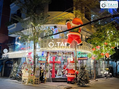 Mô hình ông già noel đứng tay chào cao 2-3m bơm hơi tự động [Vải dày - Bơm xịn] BOMHOI-X-05