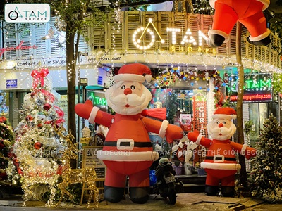 Mô hình ông già noel đứng tay chào cao 2-3m bơm hơi tự động [Vải dày - Bơm xịn] BOMHOI-X-05