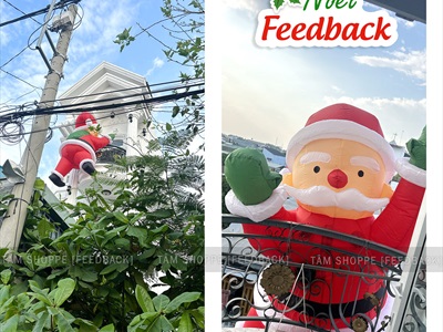 [Hàng ORDER] Mô hình ông già noel leo tường cao 2-3m bơm hơi tự động [Vải dày - Bơm xịn] BOMHOI-X-03