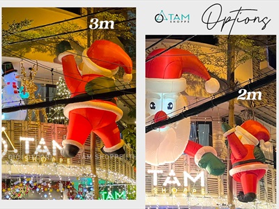 [Hàng ORDER] Mô hình ông già noel leo tường cao 2-3m bơm hơi tự động [Vải dày - Bơm xịn] BOMHOI-X-03