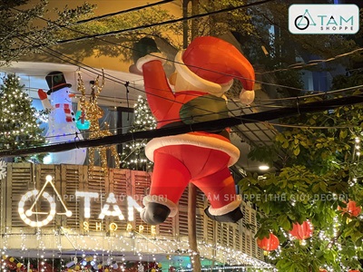 [Hàng ORDER] Mô hình ông già noel leo tường cao 2-3m bơm hơi tự động [Vải dày - Bơm xịn] BOMHOI-X-03