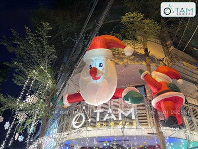 [Hàng ORDER] Mô hình ông già noel leo tường cao 2-3m bơm hơi tự động [Vải dày - Bơm xịn] BOMHOI-X-03