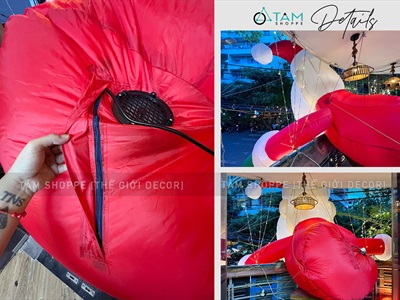 Mô hình ông già noel nhìn xuống ngang 4m bơm hơi tự động [Vải dày - Bơm xịn] BOMHOI-X-04
