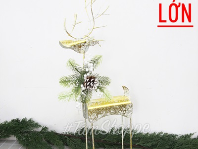Mô hình tuần lộc kim loại ánh kim vàng sừng xoắn điệu đà TCV-TLOC-04