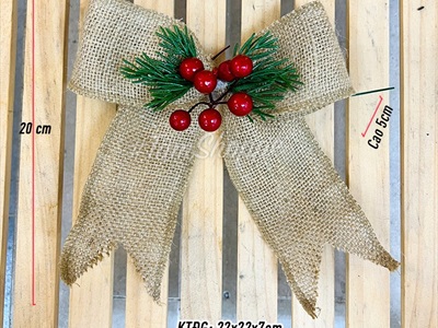 Nơ ruy băng vải bố lá kim trái đỏ bản 5cm ĐK20cm PK-NO-01