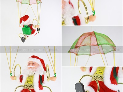 Ông già Noel điện tử lắc vòng nhảy dù có nhạc OGN-DT-01