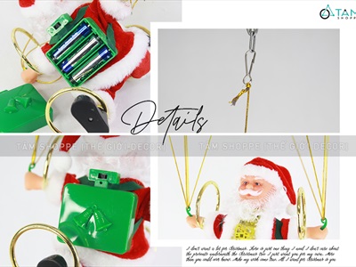 Ông già Noel điện tử lắc vòng nhảy dù có nhạc OGN-DT-01