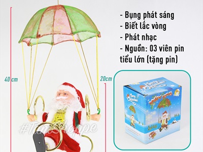 Ông già Noel điện tử lắc vòng nhảy dù có nhạc OGN-DT-01