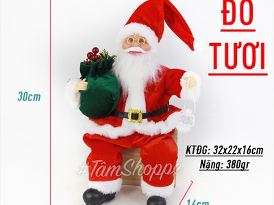 Ông già Noel vải kiểu ngồi 5 màu C30cm OGN-MH-01