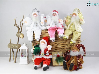 Ông già Noel vải kiểu ngồi 5 màu C30cm OGN-MH-01