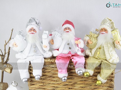 Ông già Noel vải kiểu ngồi 5 màu C30cm OGN-MH-01