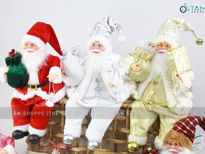 Ông già Noel vải kiểu ngồi 5 màu C30cm OGN-MH-01