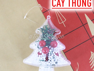 Phụ kiện trong suốt sao thông có tuyết trang trí sẵn PKT-X-05