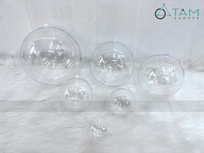 Quả cầu nhựa trong suốt hai mảnh ghép làm trái châu Noel [ĐK6-20cm - Tự ráp] TRAICHAU-40
