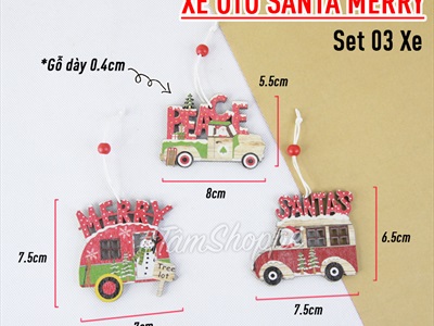 Set 03 xe ô tô chữ đỏ treo cây thông Noel PKT-X-04