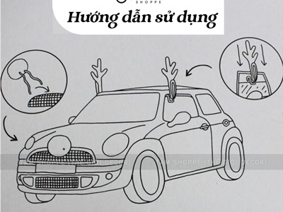 Set sừng tuần lộc gắn xe ô tô [02 sừng + 01 mũi] DOCHOIOTO-02