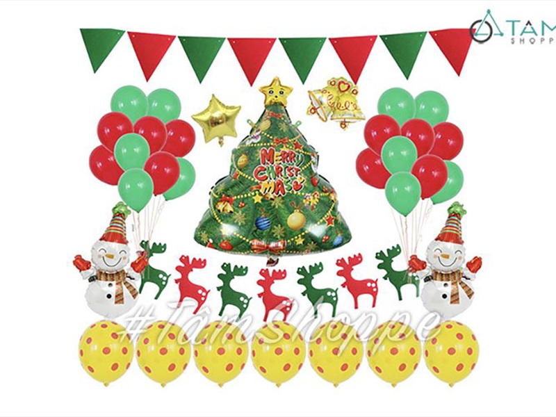Set bóng Noel cây thông xanh đàn tuần lộc SNE-GSTS005
