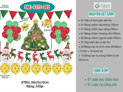 Set bóng Noel cây thông xanh đàn tuần lộc SNE-GSTS005