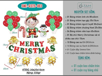 Set bóng Noel chú lính chì kẹo vàng SNE-GSTS003