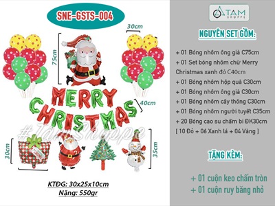 Set bóng Noel Ông già vui nhộn 4 icon SNE-GSTS004