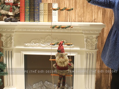 Thang treo dây thừng dài 100cm 6 bậc có ông già Noel người tuyết X-DTR-03
