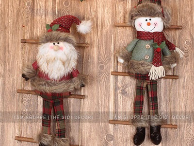 Thang treo dây thừng dài 100cm 6 bậc có ông già Noel người tuyết X-DTR-03
