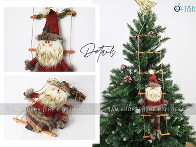 Thang treo dây thừng dài 100cm 6 bậc có ông già Noel người tuyết X-DTR-03