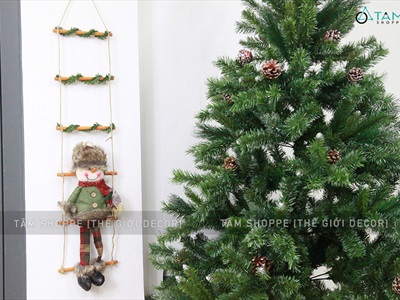 Thang treo dây thừng dài 100cm 6 bậc có ông già Noel người tuyết X-DTR-03