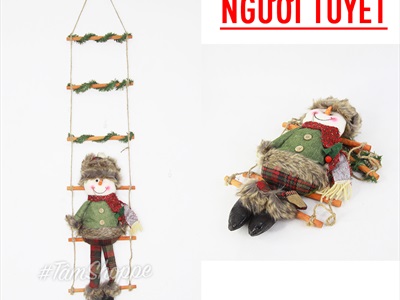 Thang treo dây thừng dài 100cm 6 bậc có ông già Noel người tuyết X-DTR-03