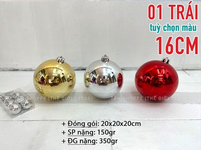 Trái châu Noel bóng đủ màu, đủ cỡ [Từ 4-16cm - Hàng chuẩn] TRAICHAU-33
