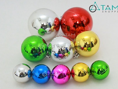 Trái châu Noel bóng đủ màu, đủ cỡ [Từ 4-16cm - Hàng chuẩn] TRAICHAU-33