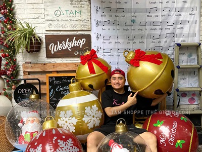 Trái châu Noel cỡ siêu to bơm hơi [ĐK45-60cm - Căng đẹp] TRAICHAU-41