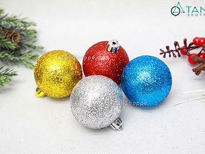 Trái châu Noel kim tuyến đủ màu, đủ cỡ [ĐK 6-16cm - lấp lánh] TRAICHAU-36