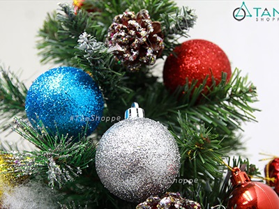 Trái châu Noel kim tuyến đủ màu, đủ cỡ [ĐK 6-16cm - lấp lánh] TRAICHAU-36
