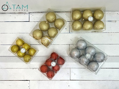 Trái châu Noel kim tuyến đủ màu, đủ cỡ [ĐK 6-16cm - lấp lánh] TRAICHAU-36