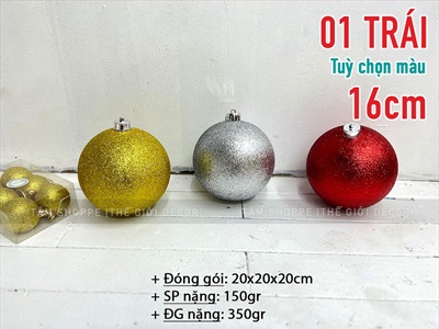 Trái châu Noel kim tuyến đủ màu, đủ cỡ [ĐK 6-16cm - lấp lánh] TRAICHAU-36