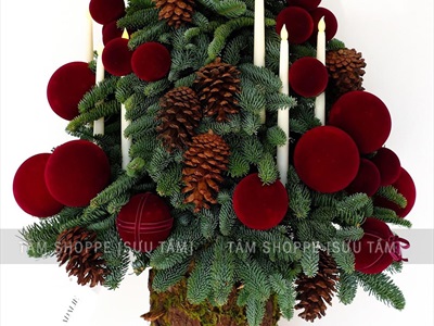 Trái châu Noel phun nhung đỏ nhiều cỡ [Từ 4-16cm - xịn mịn] TRAICHAU-32