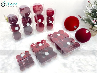Trái châu Noel phun nhung đỏ nhiều cỡ [Từ 4-16cm - xịn mịn] TRAICHAU-32