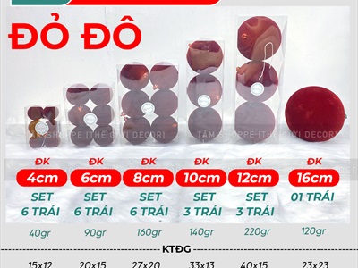 Trái châu Noel phun nhung đỏ nhiều cỡ [Từ 4-16cm - xịn mịn] TRAICHAU-32