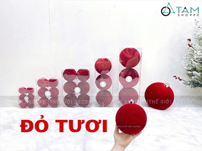 Trái châu Noel phun nhung đỏ nhiều cỡ [Từ 4-16cm - xịn mịn] TRAICHAU-32