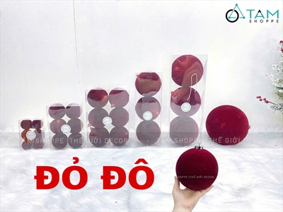 Trái châu Noel phun nhung đỏ nhiều cỡ [Từ 4-16cm - xịn mịn] TRAICHAU-32