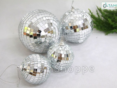 Trái châu Noel quả cầu gương phản sáng [4 cỡ - sang trọng] TRAICHAU-31