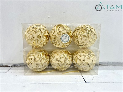 Trái châu Noel vân nổi 6 cạnh 2D [ĐK8/10cm - ánh kim] TRAICHAU-30