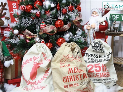 Túi đựng quà ông già Noel vải bố cỡ lớn 50x70cm TUIVAI-01