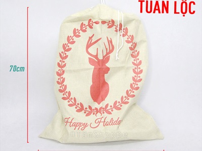 Túi đựng quà ông già Noel vải bố cỡ lớn 50x70cm TUIVAI-01