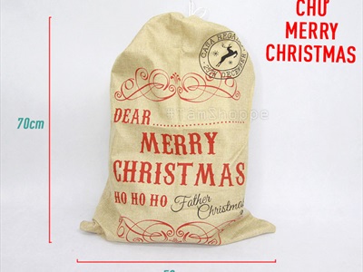 Túi đựng quà ông già Noel vải bố cỡ lớn 50x70cm TUIVAI-01