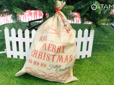 Túi đựng quà ông già Noel vải bố cỡ lớn 50x70cm TUIVAI-01