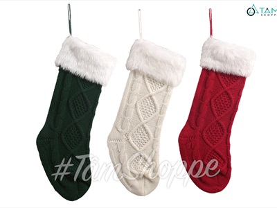 Vớ tất Noel bằng len trơn màu D50cm VOTAT-X-04