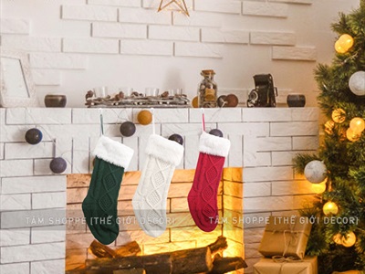 Vớ tất Noel bằng len trơn màu D50cm VOTAT-X-04